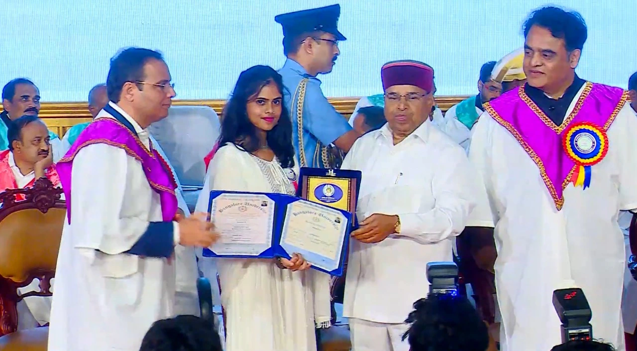 Ms.Nandini R , B.Sc in Fashion & Apparel student awarded Gold Medal Shri Thawar Chand Gehlot