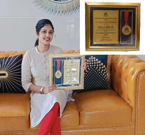 Ms.Shruthi R , Masters in Fashion Management student awarded Gold Medal for the academic year 2018-20